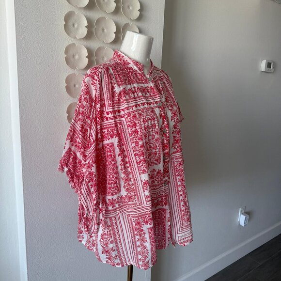 🌸 Boho Red & White Greek Cotton Tunic – One Size (Light & Airy) - Picture 6 of 6